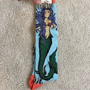 Mermaid novelty socks graphic cotton knee high one size fits most